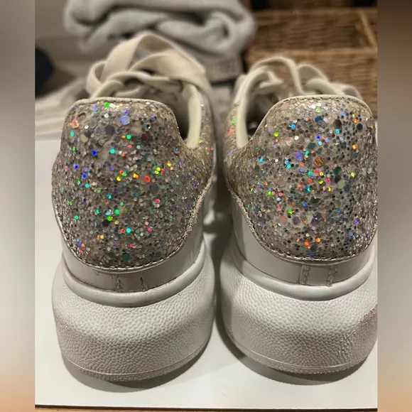 Alexander McQueen white glitter  sneakers