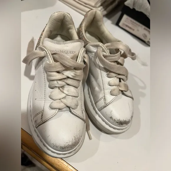 Alexander McQueen white glitter  sneakers