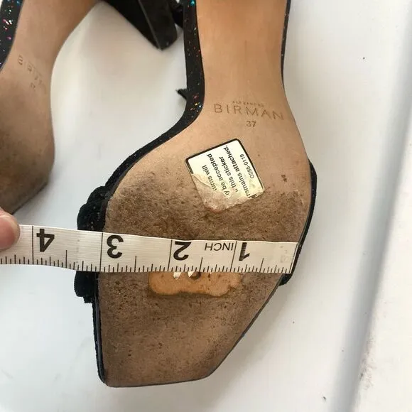 Alexandre Birman Madelina Sandals Black Suede Heels Crystals Sz 6.5 M (EU 37)