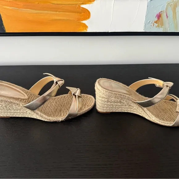 Alexandre Birman Size 38 Gold Wedge Sandals