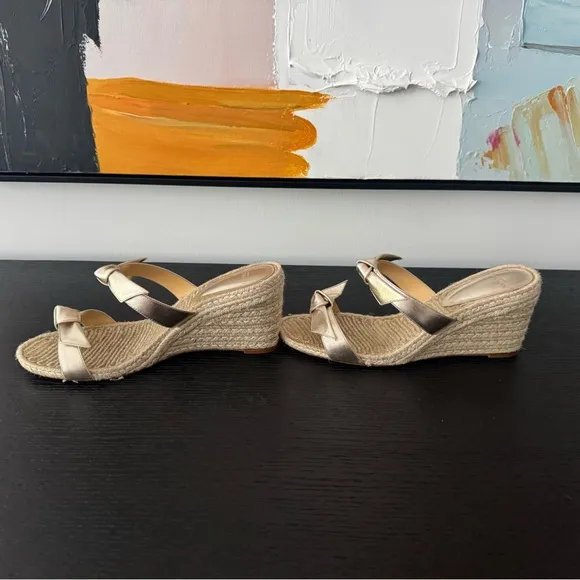 Alexandre Birman Size 38 Gold Wedge Sandals