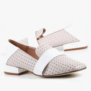 All Black Ballerina Pink cream color blocked Perforated Loafer Shoes NWT leather