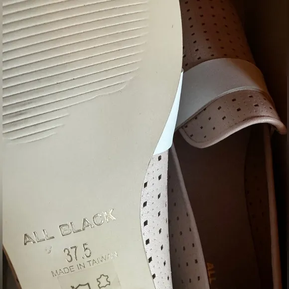 All Black Ballerina Pink cream color blocked Perforated Loafer Shoes NWT leather