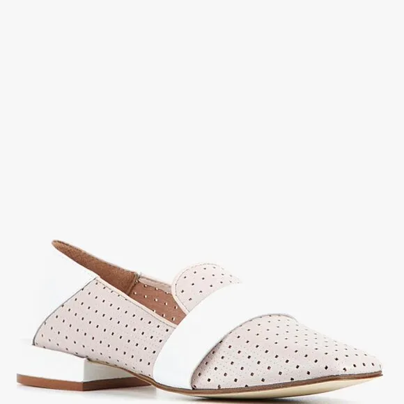 All Black Ballerina Pink cream color blocked Perforated Loafer Shoes NWT leather