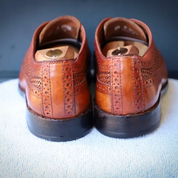 Allen Edmonds 8.5-D Boca Raton Brown Wingtip Derby Mens Dress Shoes