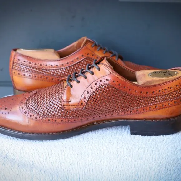 Allen Edmonds 8.5-D Boca Raton Brown Wingtip Derby Mens Dress Shoes