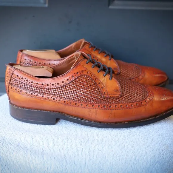 Allen Edmonds 8.5-D Boca Raton Brown Wingtip Derby Mens Dress Shoes