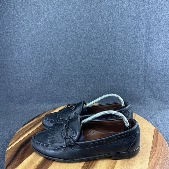 Allen Edmonds Alameda USA 10D Black Leather Tassel Tie Kiltie Loafer Shoes