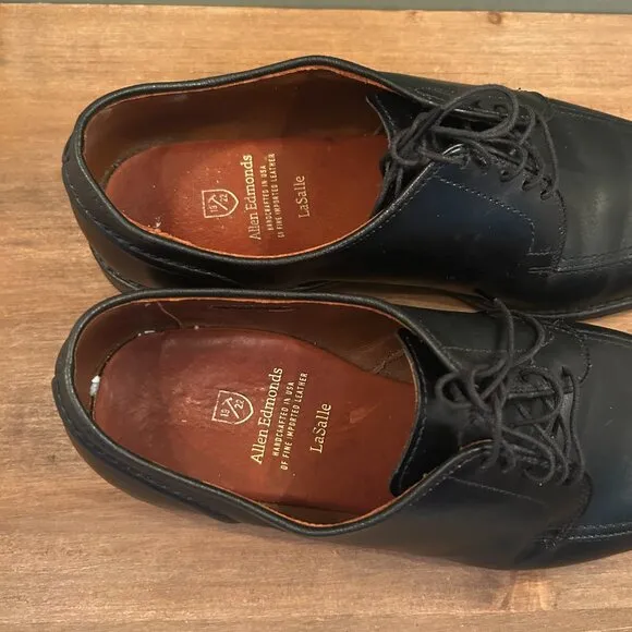 Allen Edmonds Black Leather LaSalle Split Toe Derby Dress Shoes Size 9