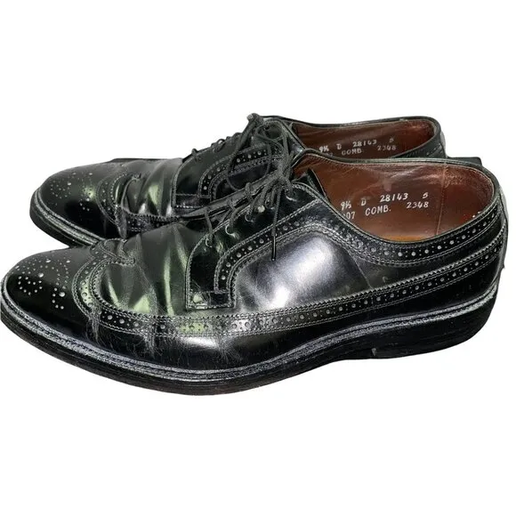 Allen Edmonds Chester Black Wing Tip Oxford Tie Men's Dress Shoes 9.5 9.5D