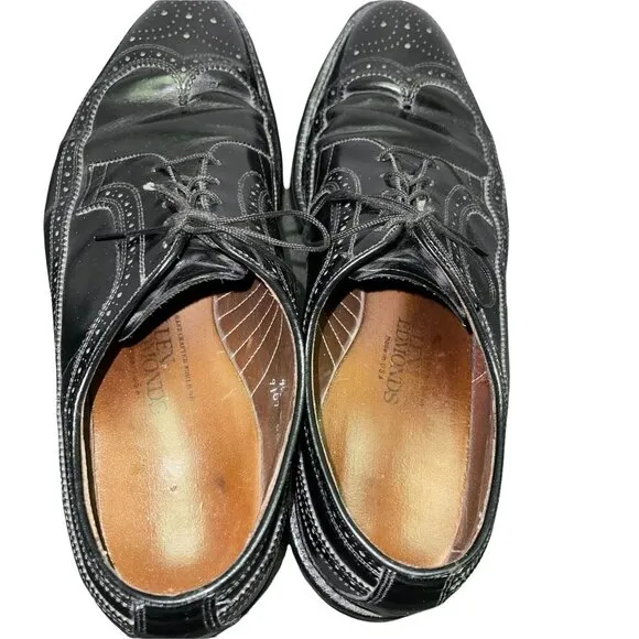 Allen Edmonds Chester Black Wing Tip Oxford Tie Men's Dress Shoes 9.5 9.5D