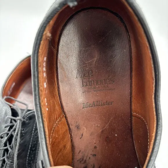 Allen Edmonds Dress Shoes Men's 11.5 D McAllister Black Wingtip Oxford 6205
