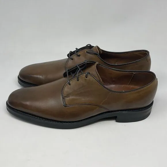 Allen Edmonds Fort Collins Plain Toe Derby Shoes Mens 9.5 D Brown Leather Dress