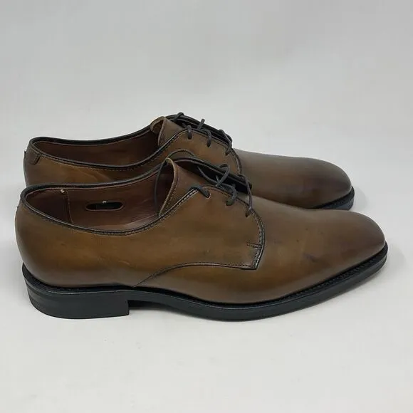 Allen Edmonds Fort Collins Plain Toe Derby Shoes Mens 9.5 D Brown Leather Dress