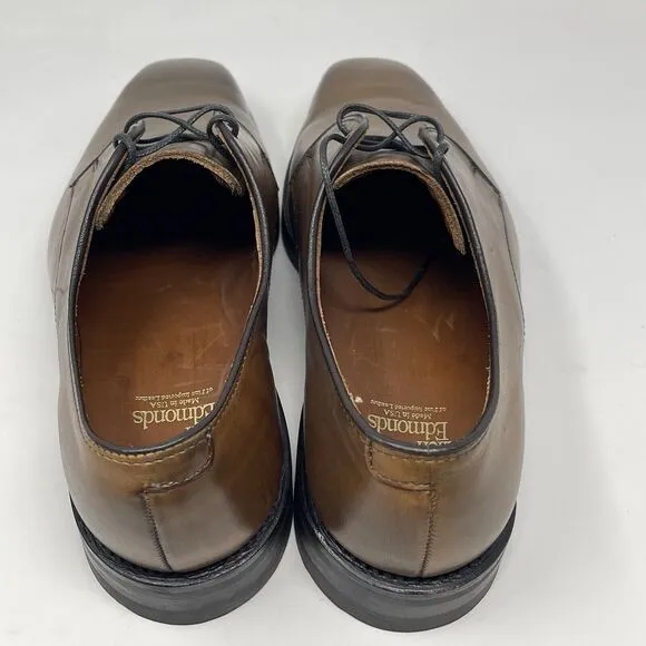 Allen Edmonds Fort Collins Plain Toe Derby Shoes Mens 9.5 D Brown Leather Dress