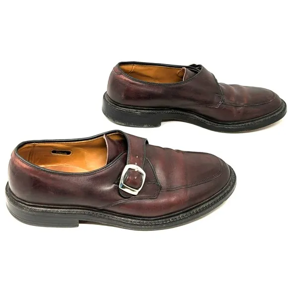 Allen Edmonds Halsted 9.5 D Burgundy Leather Men's Buckle Strap Dress Shoes