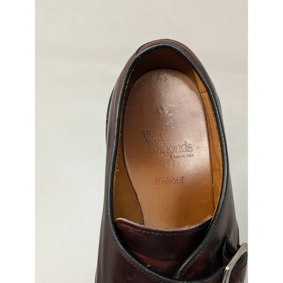 Allen Edmonds Halsted 9.5 D Burgundy Leather Men's Buckle Strap Dress Shoes