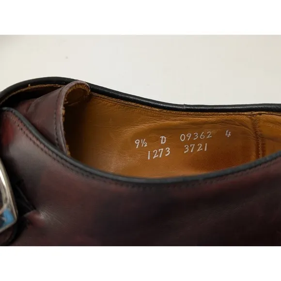 Allen Edmonds Halsted 9.5 D Burgundy Leather Men's Buckle Strap Dress Shoes