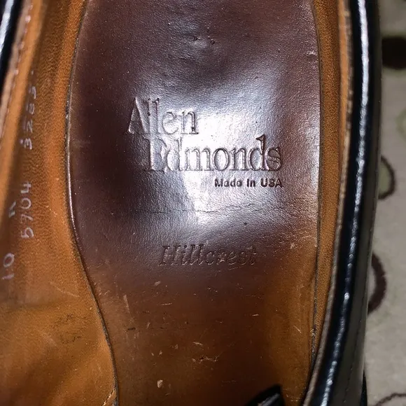 Allen Edmonds Hillcrest Mens Black Oxford Dress Shoes 10A USA Made