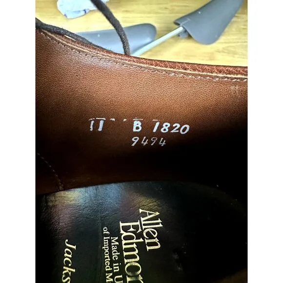 Allen Edmonds Jackson Derby Dress‎ Shoes Brown Leather Mens 11 Made In USA