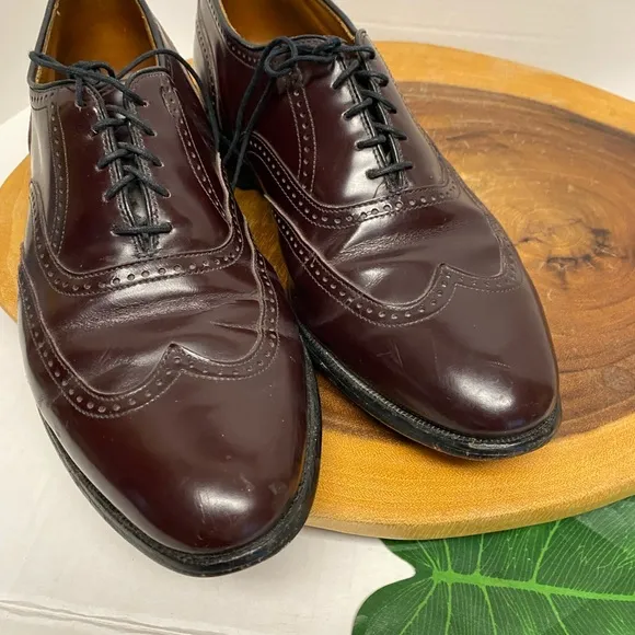 Allen Edmonds Marlow Burgundy Leather Wing Tip Career Dress Shoes