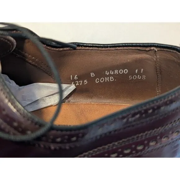 Allen Edmonds McAllister Oxblood Wingtip Oxford Mens USA Made Dress Shoe Sz 16B