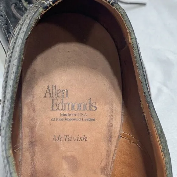 Allen Edmonds McTavish Oxford Wingtip Dress Leather Shoes Mens Size 9.5 38 Black