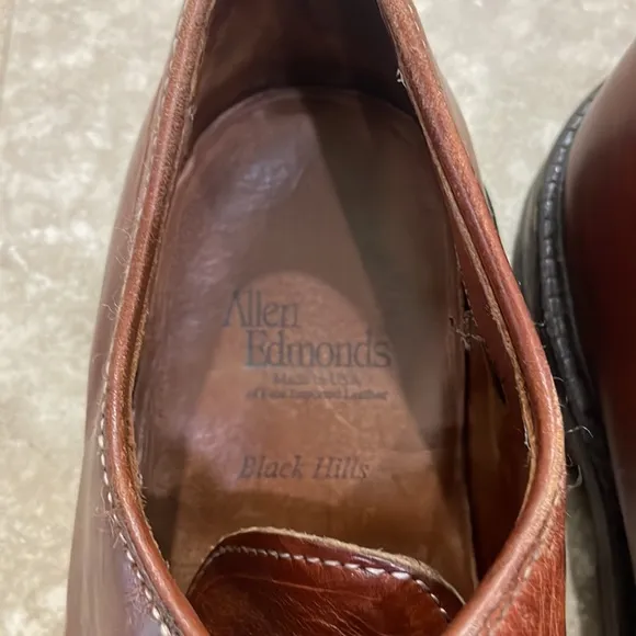 Allen Edmonds Mens Black Hills 2995 Brown Plain Toe Oxford Dress Shoes Size 9.5