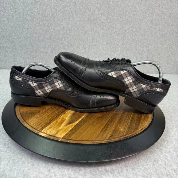 Allen Edmonds Men's Size 9.5 D Strand Cap Toe Plaid Leather Oxford Dress Shoes