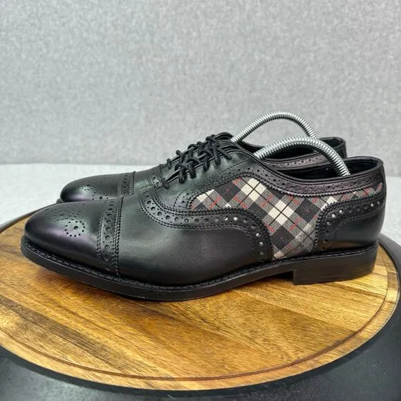 Allen Edmonds Men's Size 9.5 D Strand Cap Toe Plaid Leather Oxford Dress Shoes