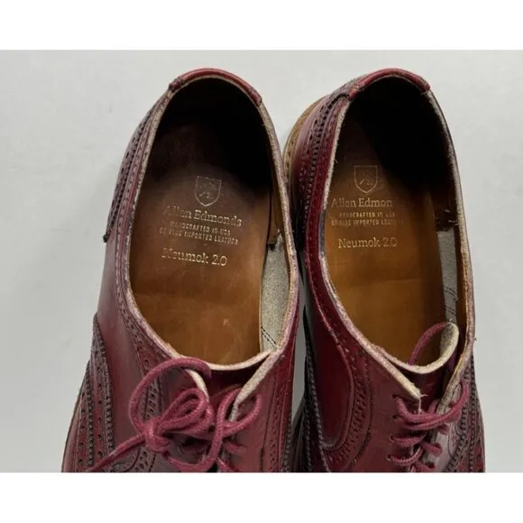 Allen Edmonds Neumok 2.0 Wingtip Oxford Dress Shoes Men’s 11 E Red Brogue
