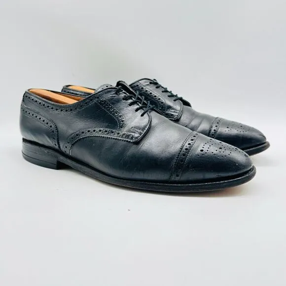 Allen Edmonds Shoes Mens 10 Sanford Black Leather Cap Toe Oxfords Dress Shoes