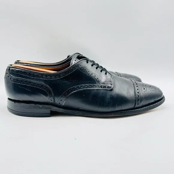 Allen Edmonds Shoes Mens 10 Sanford Black Leather Cap Toe Oxfords Dress Shoes