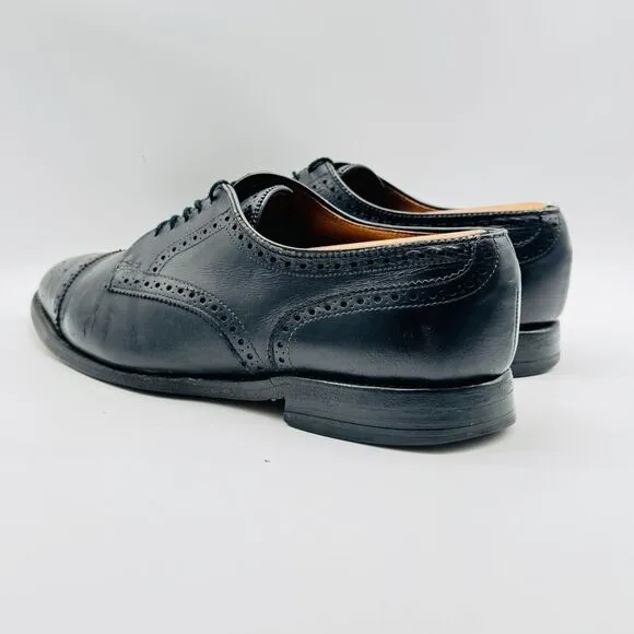 Allen Edmonds Shoes Mens 10 Sanford Black Leather Cap Toe Oxfords Dress Shoes