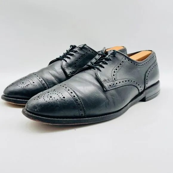 Allen Edmonds Shoes Mens 10 Sanford Black Leather Cap Toe Oxfords Dress Shoes
