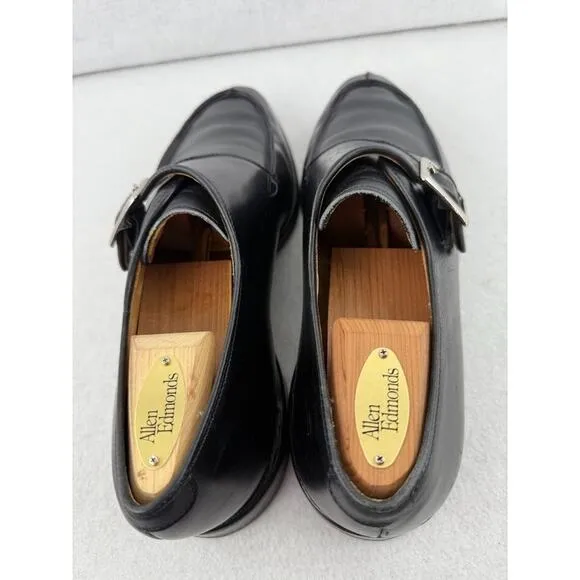 Allen Edmonds Thayer USA Black Leather Apron Toe Monk Strap Dress Shoe Mens 10 D