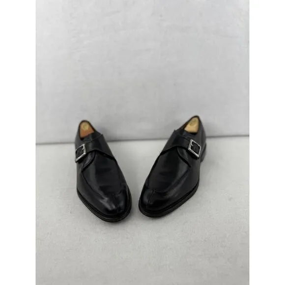 Allen Edmonds Thayer USA Black Leather Apron Toe Monk Strap Dress Shoe Mens 10 D