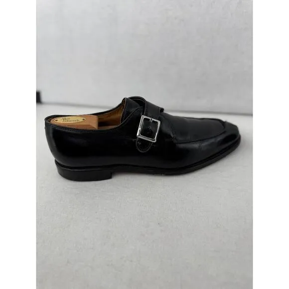 Allen Edmonds Thayer USA Black Leather Apron Toe Monk Strap Dress Shoe Mens 10 D