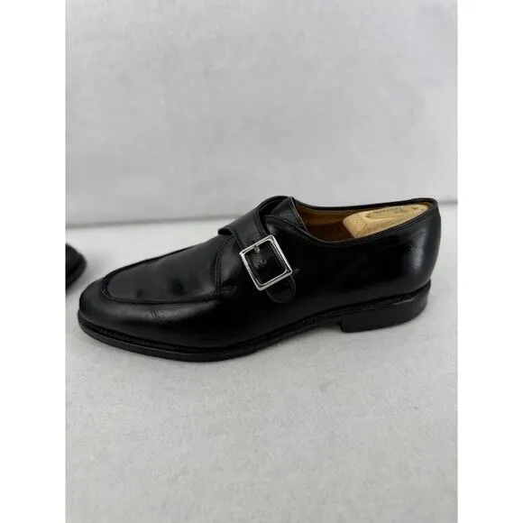 Allen Edmonds Thayer USA Black Leather Apron Toe Monk Strap Dress Shoe Mens 10 D