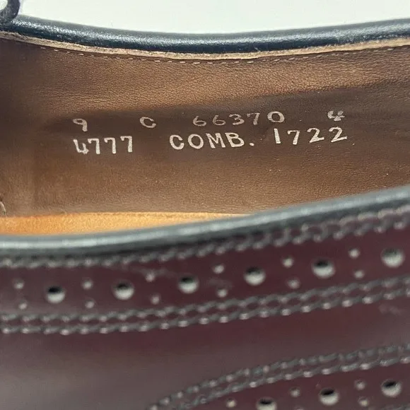 Allen Edmonds Townley Burgundy Leather Wingtip Dress Shoe 4777 Size‎ 9