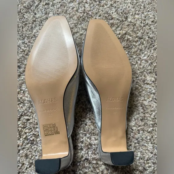ALOHAS women's amar shimmer pumps in silver Size 39 See description