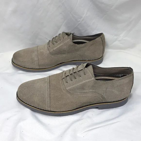 ALPINE SWISS ASTON MENS 13 LACE UP SUEDE OXFORDS GREY IN GUC GENUINE LEATHER