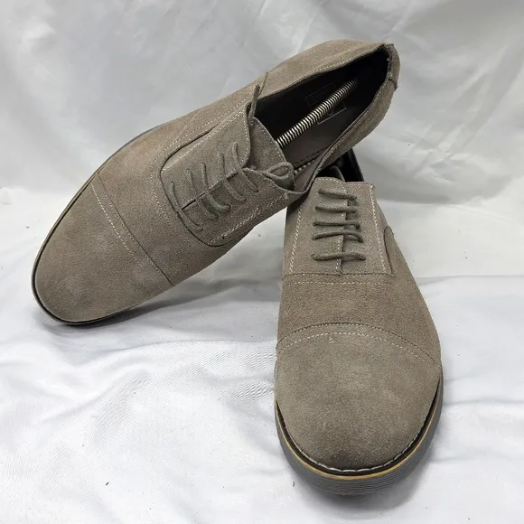 ALPINE SWISS ASTON MENS 13 LACE UP SUEDE OXFORDS GREY IN GUC GENUINE LEATHER