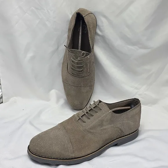 ALPINE SWISS ASTON MENS 13 LACE UP SUEDE OXFORDS GREY IN GUC GENUINE LEATHER