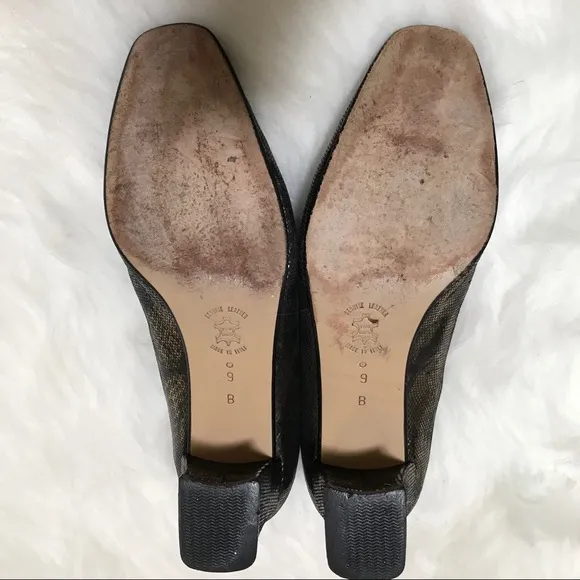 Amalfi Italy Leather Pumps Black Gold Size 9