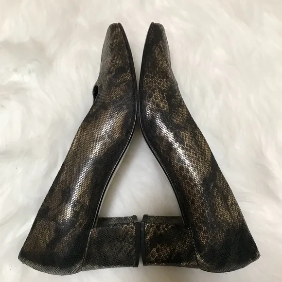 Amalfi Italy Leather Pumps Black Gold Size 9