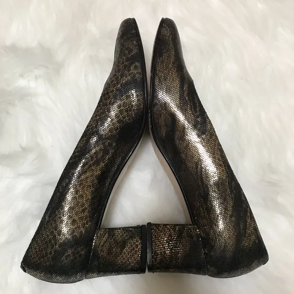 Amalfi Italy Leather Pumps Black Gold Size 9