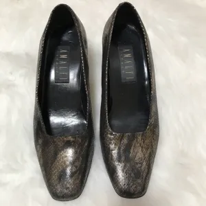 Amalfi Italy Leather Pumps Black Gold Size 9