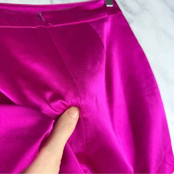 Amanda Uprichard Corella 100% Silk High Waisted Asymmetric Mini Skirt Pink XS