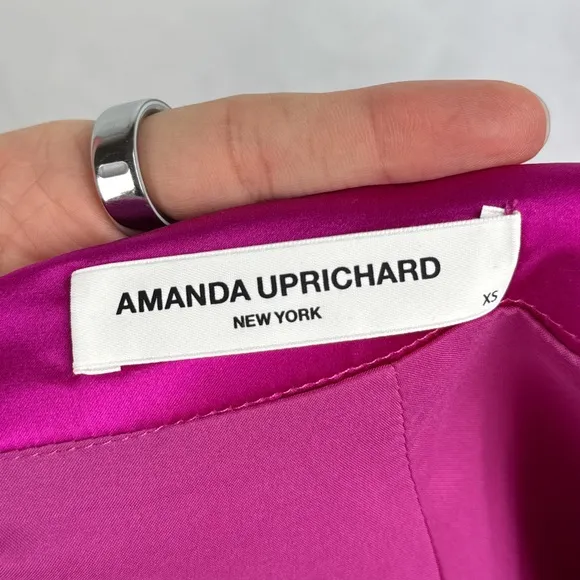 Amanda Uprichard Corella 100% Silk High Waisted Asymmetric Mini Skirt Pink XS